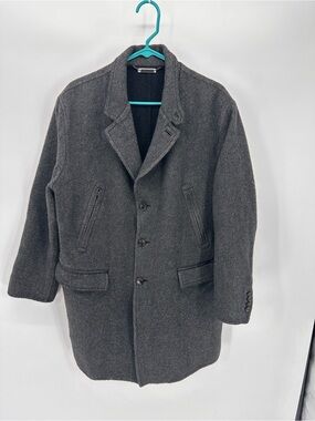 Men's Ermenegildo Zegna Charcoal Wool Blend Overcoat Made in Italy Size 45